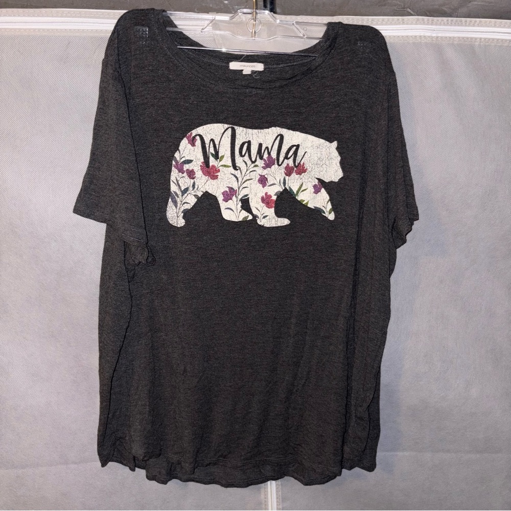 Maurices Graphic Gray and White Short Sleeve Tee
